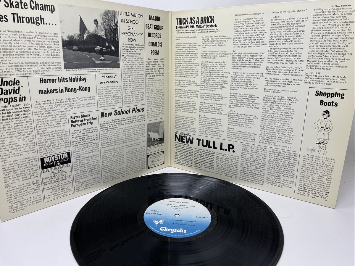 Jethro Tull - Thick as a Brick Vinyl LP 1972 CHR1003 | eBay
