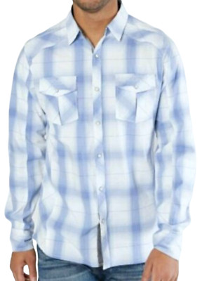 BKE BUCKLE NAVY WHITE PINK PLAID ATHLETIC STRETCH SNAP FRONT SHIRT SMALL B25365