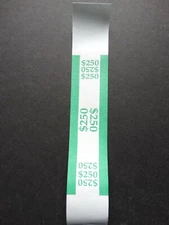 1 - Green $250 Cash Money Self-Sealing Straps Currency Bands 