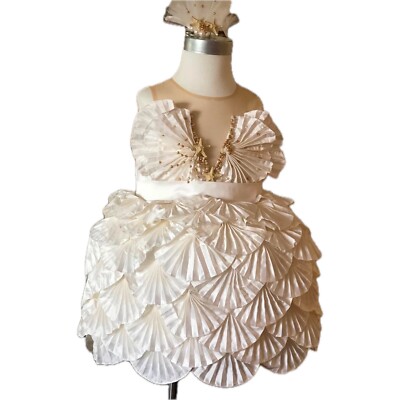 Luxury Girls  Seashell Dress Size 4 | Handmade Formal Party Gown