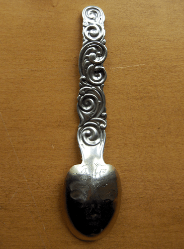 Whiting Louis XV sterling silver Rare & unusual spoon~baby's face~antique-NR - Picture 3 of 4