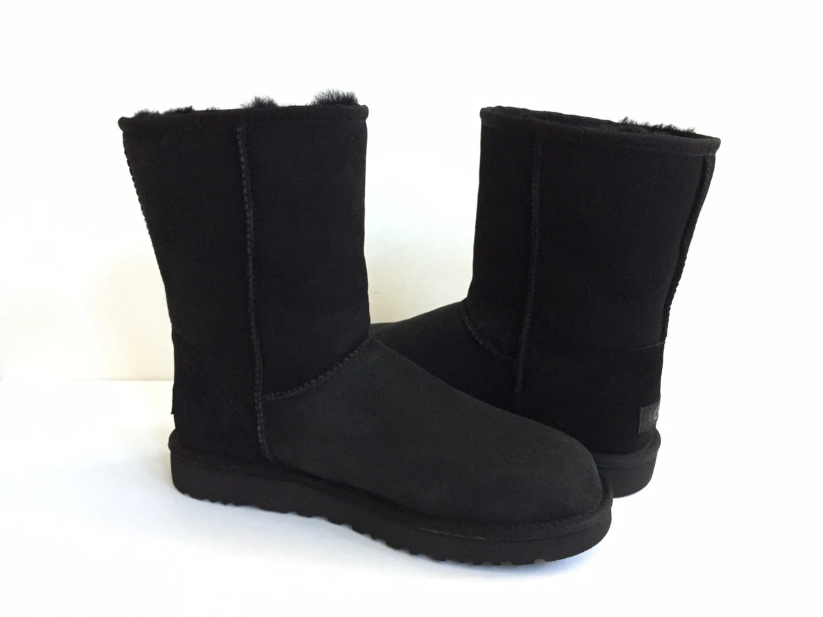 UGG CLASSIC SHORT II BLACK WATER RESISTANT BOOT US 8 EU 39 UK