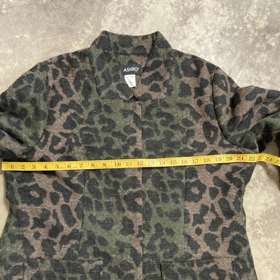 Abrigo Ashro Mujer Talla Grande Animal Estampado Leopardo Multicolor Mezcla Lana Foto 2 de 4
