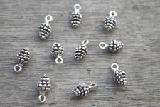 1 Pine cone charm silver tone L102