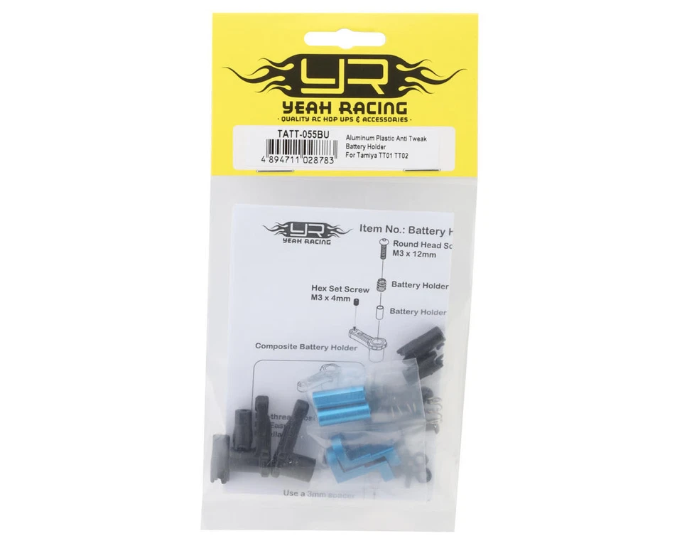Yeah Racing Tamiya TT-02 Aluminum Battery Holder Tabs Set (Blue) - Image 2 of 3