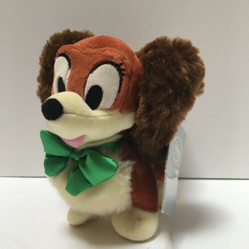 Lady and the Tramp Disney Store Plush Green Bow Dog Stuffed Animal