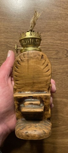 Vagón cubierto de cerámica vintage lámpara de aceite falsa recuerdo Augusta Maine ME antiguo B1 - Imagen 7 de 12