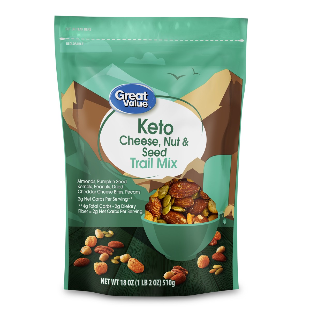 Great Value Keto Cheese, Nut & Seed Trail Mix 18oz – Low