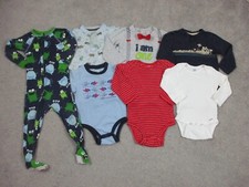 Lot 7 Bodysuit Baby boys 12-18M Toddler Fish I am One Birthday Dino Cars Monster