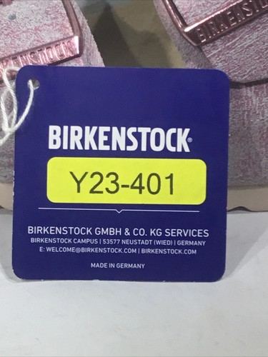 Birkenstock Women Size 7 Narrow Arizona Metallic Fuchsia Leather Slides Y23-401 - Picture 10 of 10
