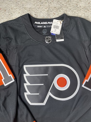 New Sz 52 LG Men’s Adidas Travis Konecny Philadelphia Flyers Alt Jersey Black - Picture 3 of 10