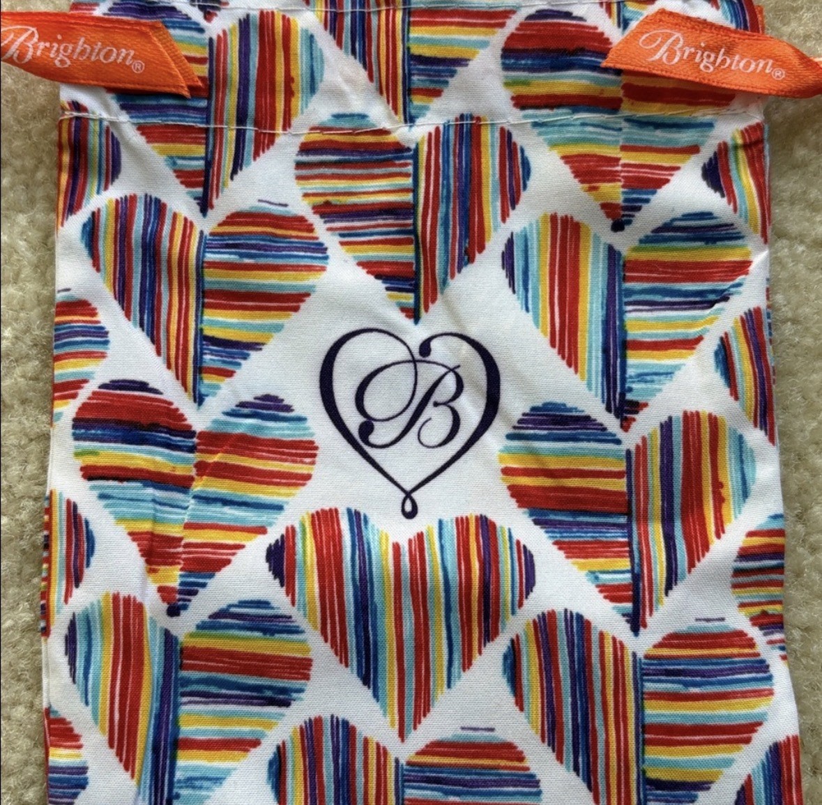 Brighton Drawstring Bag Heart Pattern Rainbow Sma… - image 2