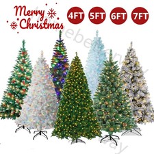 4/5/6/7FT Christmas Tree with Lights Bushy Artificial Xmas Tree Home Decoration