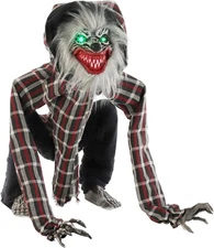 Haunted Hill Farm Squatting Werewolf Animatronic Movement Sounds Light-Up Eyes