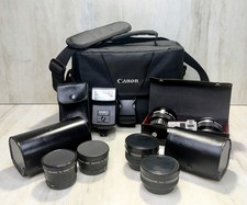 VTG Camera Accessory Lot - Canon Bag, Minolta Auto Flash, Promaster Aux Lenses