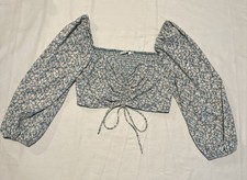 LUSH Multicolor Blue Floral Cropped Top Boho ...