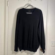 Clubroom Luxury men  s Black Sweater 100 Cashmere Crew neck Preppy Classic Sz XL