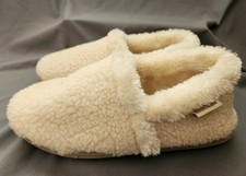 XL 9.5-10.5 MINNETONKA DINA House Slippers Womens Beige Faux Fur Lining Comfy