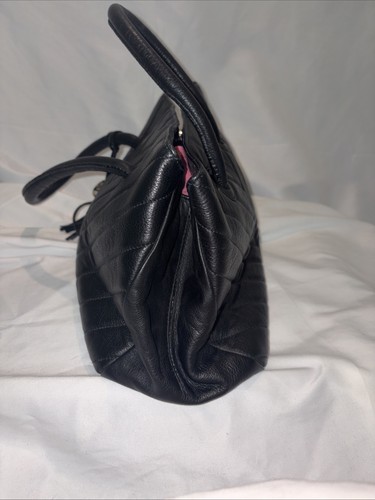 AUTHENTIC FURLA CHEVRON BLACK QUILTED LEATHER SATCHEL  EUC - Picture 6 of 16