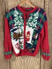 Vintage Eagle's Eye Sweater Cardigan Cabin Leaves Tree Lantern Birch Bros Small
