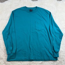 Land's End Super Tee Vintage Made in USA Long Sleeve Pocket Cotton Women Large