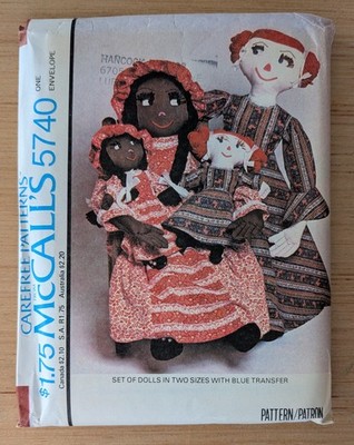 McCall's 5740 Vintage Plush Dolls Two Sizes Transfer Pattern One Size Uncut
