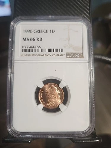 1990 Greece 1 Drachma-NGC/MS66 RD Alexander the Great & Aris Ship Brilliant Red 