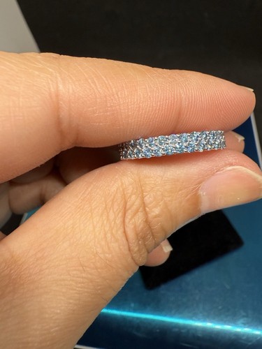 14k white gold 1.75 ctw Lab grown Blue Diamond eternity band size 6.5 - Picture 9 of 11