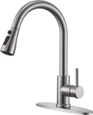 Brushed Nickel Kitchen Faucet W/ Pull Down Sprayer High Arc Single Handle