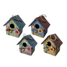 Decorative Hand-Painted Bird House Outdoor Pastoral Courtyard Ornament Rustic