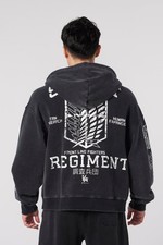 YOUNGLA SOLD OUT - 5138 - AOT X YLA ZIP-UP HOODIES - BLACK - MEDIUM