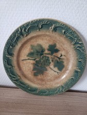 Assiette Barbotine Decor Grappe Raisin XIXÈME Patiné