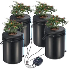 5-Gal 4-Bucket DWC Hydroponic System with Air Pump & Water Level Indicator