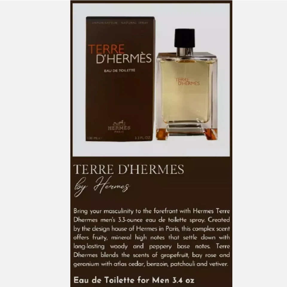 Terre D'Hermes By Hermes Eau De Toilette Spray para Hombres 3.4oz/100ml Nuevo En Caja Foto 4 de 4
