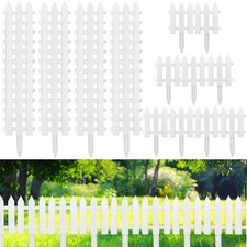 48 Pack White Classic Garden Fence Panels with 48 Fence Inserts, 6.69'' L x 7...