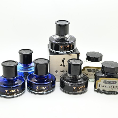 Set of 7 - Parker Penman Writing Ink Sapphire & Ebony Lot w/ Box