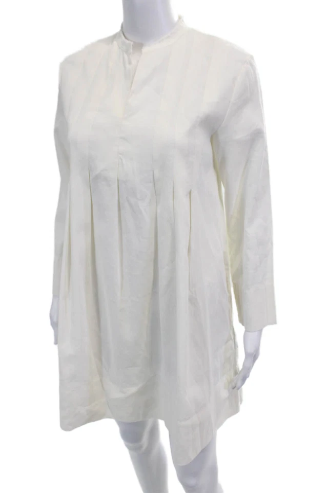 Vestido Camisa Vince Mujer Cambio Blanco Manga Larga Cuello Alto Talla 00 Foto 2 de 4