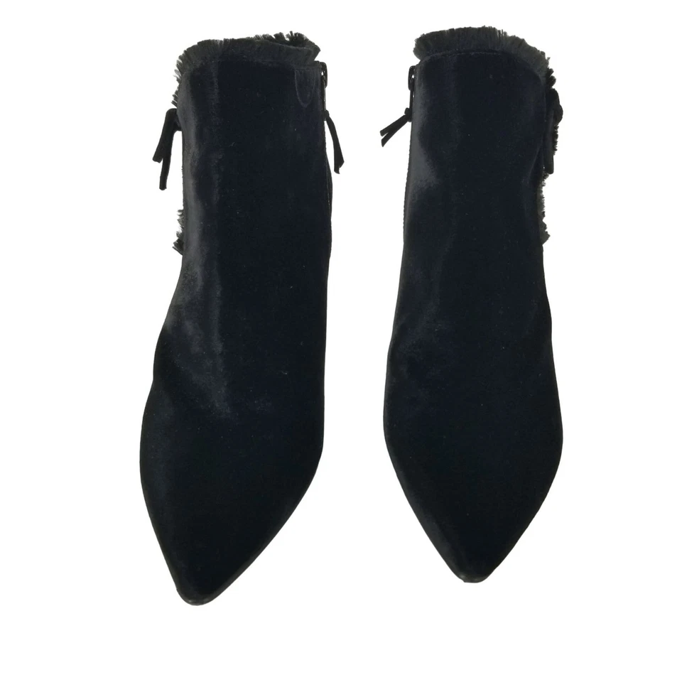 Botines Stuart Weitzman Negro Terciopelo Flecos Stiletto Coquette Niña Chic 9 Foto 4 de 4