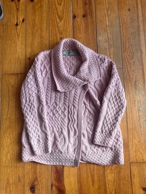Aran Crafts 100 % Merinowolle Strickjacke - Blütenblattrosa - 8-10