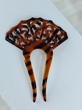 Vintage 1920s Deco Celluloid Faux Tortoiseshell Pierced Mantilla Hair Comb
