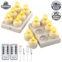 LED Teelichter Aufladbar 12Er-Set Mit Timerfunktion Dimmbar Flammenlos 12 StüCk