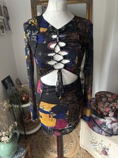 Urban Outfitters Lace Up Urban Print Bodycon Dress Size M