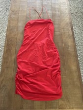 Size XXS Just Quella Women's Tight Dress Red with Ruching