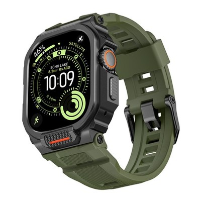 Rugged Metal Case with Silicone Sport Band for iWatch Ultra 3/2/1 Series 11/10