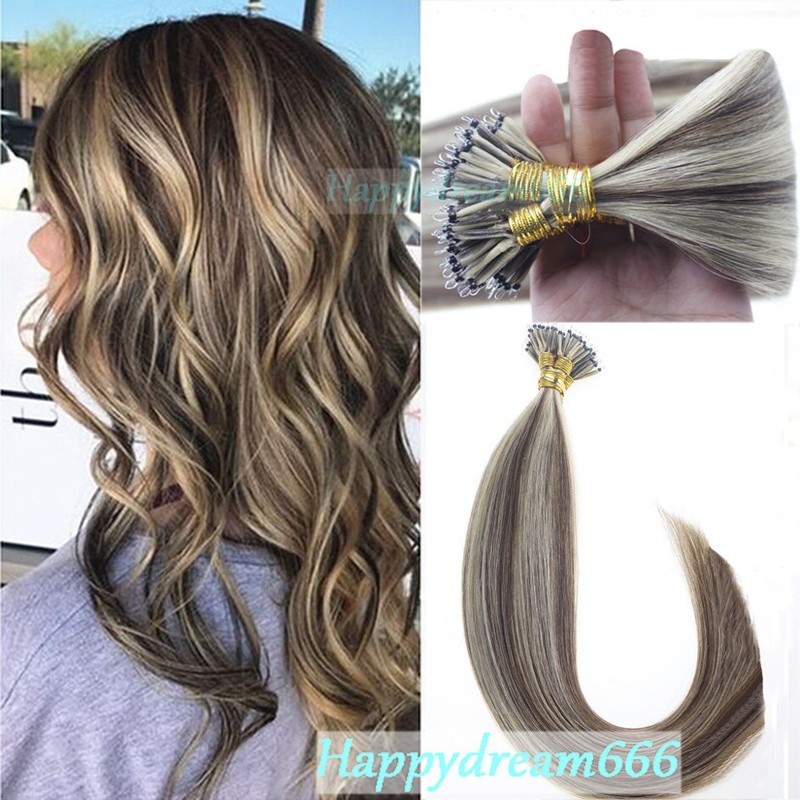 Nano Beads Rings Remy Human Hair Extension Micro Loop Link Balayage 4/613 24in