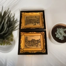 PAIR 19th century bronze relief wall plaque Franz von Defregger 1835-1921 Estate