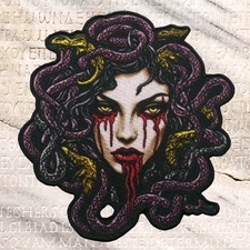 Bleeding Medusa Iron-On Patch Greek Mythology Badge Applique for Clothes Jackets