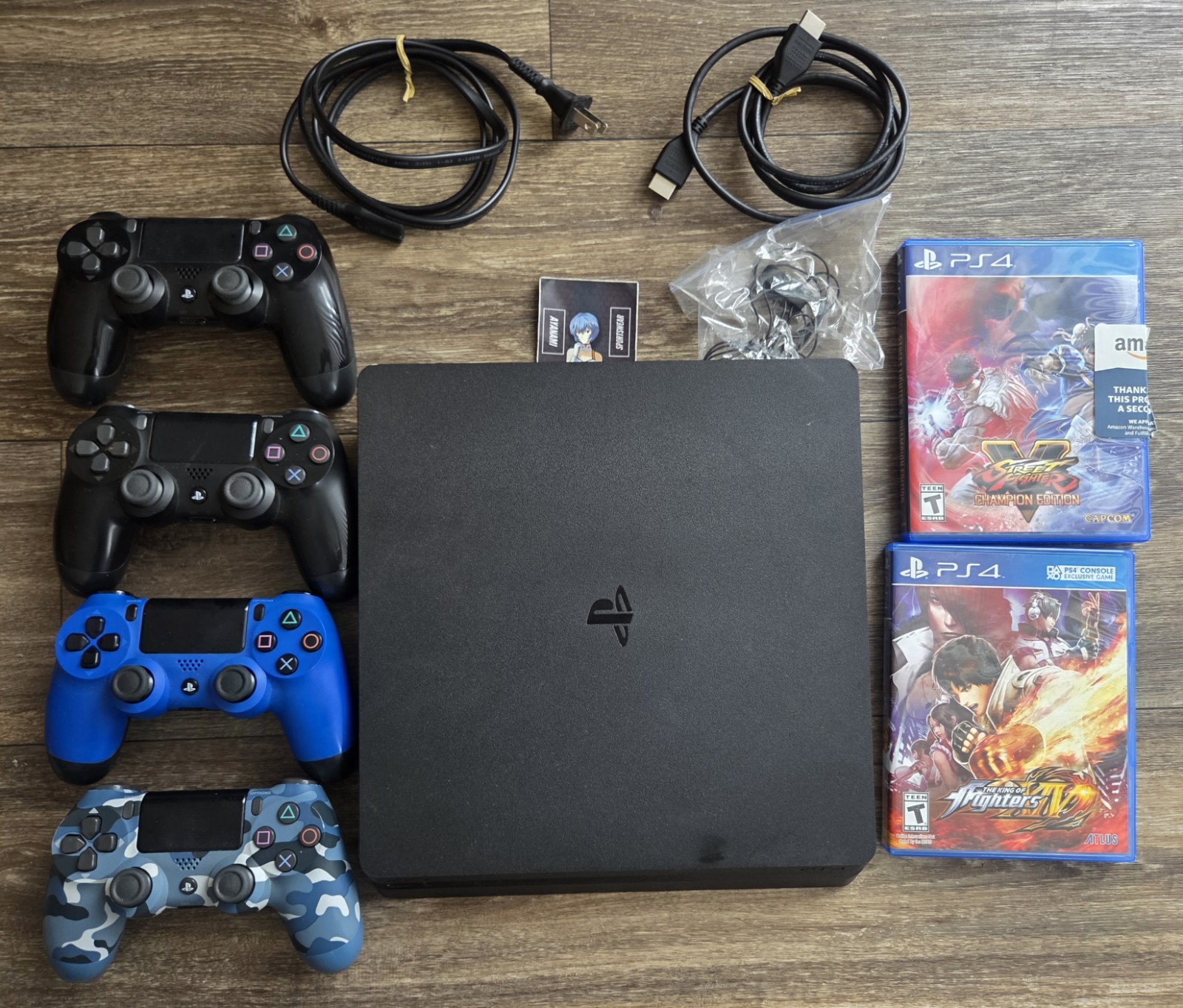 Sony Playstation 4 PS4 1TB Console with Cords 4 Controllers & 2 Games Tested