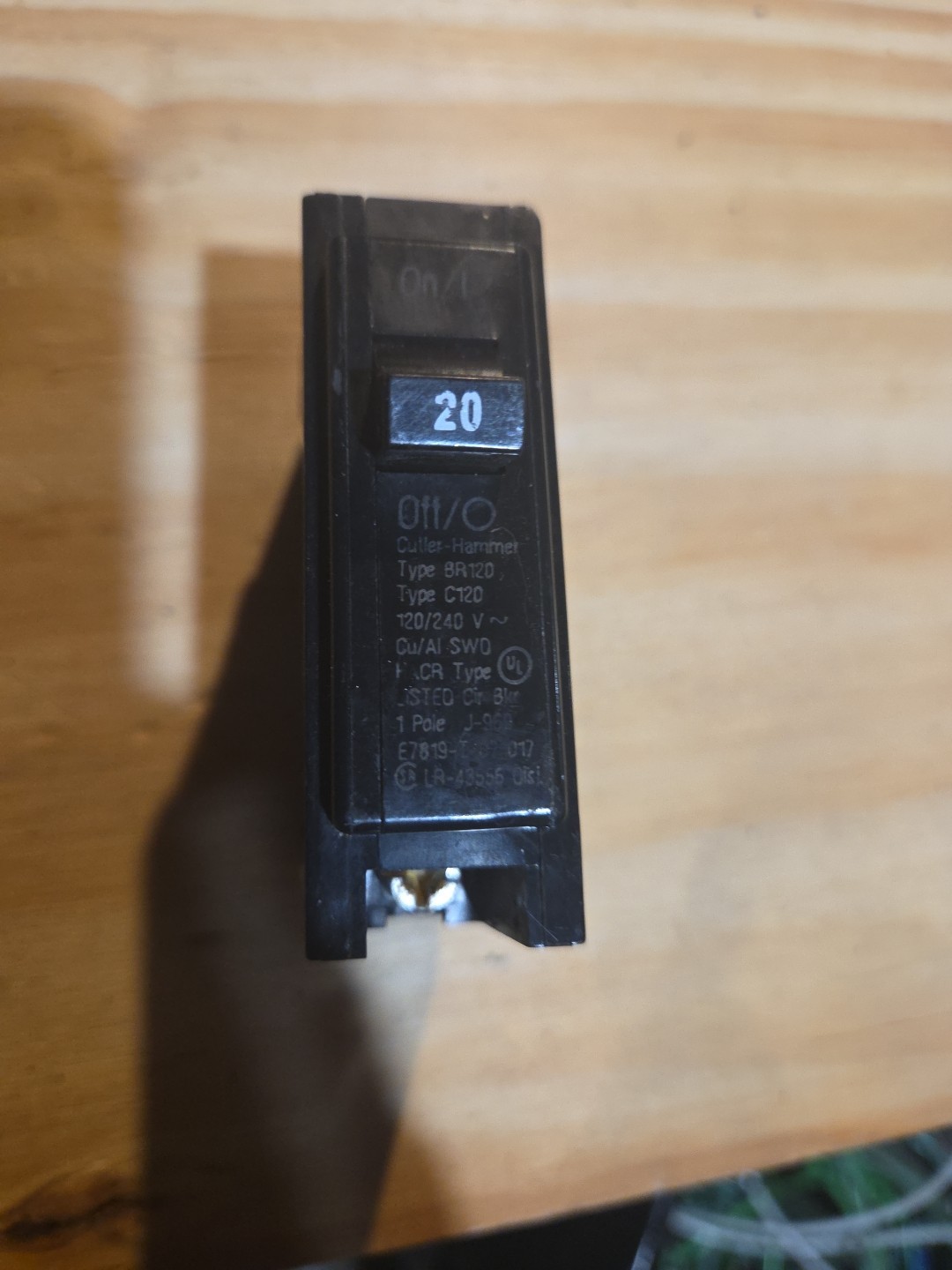 Cutler Hammer Single Pole 20 Amp Circuit Breaker