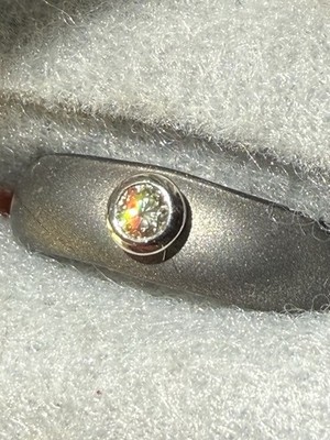 Lässiger Karat 14k Weißgold Set Champagner Diamant Silikon Ring-Größe 9